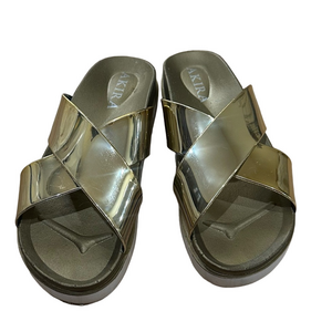 AKIRA gold  mirror Slide Sandals